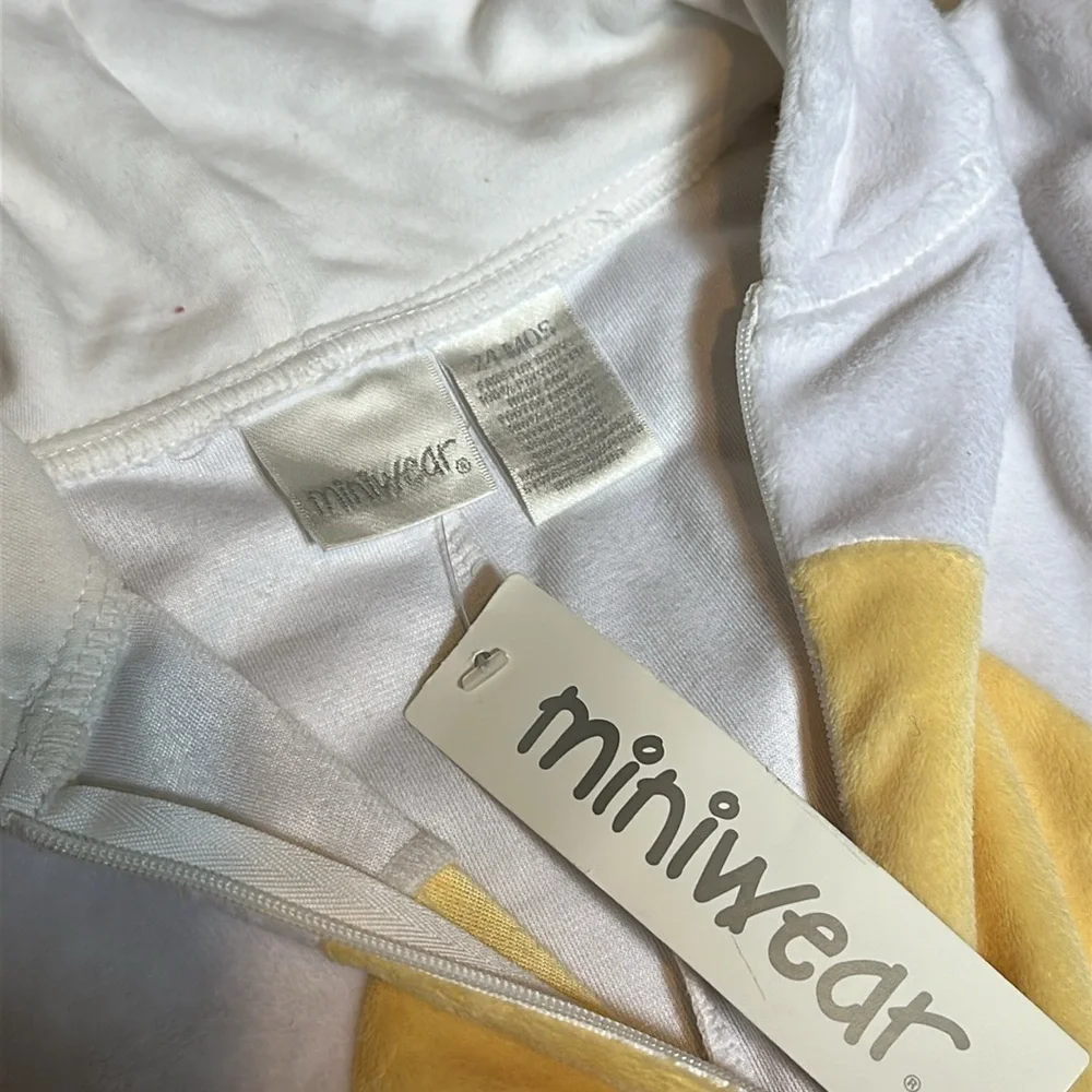 Miniwear Classics Animal Hooded Bunny Jumpsuit Toddler 24M White/Yellow Full Zip